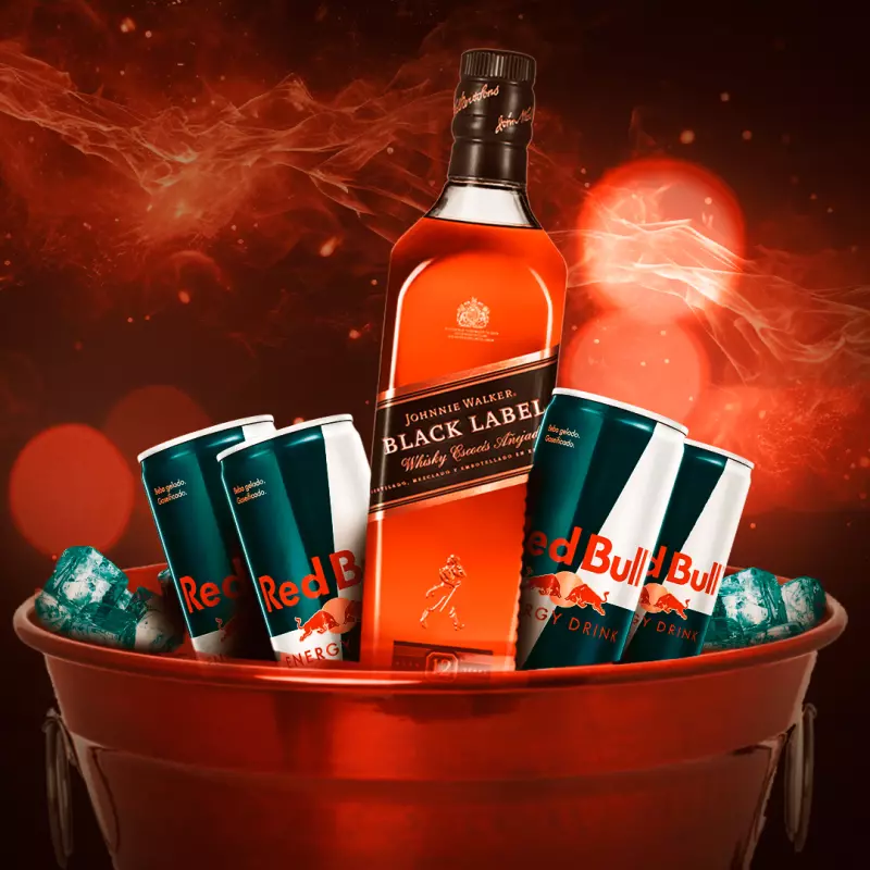 Black Label + 4 energéticos red bull