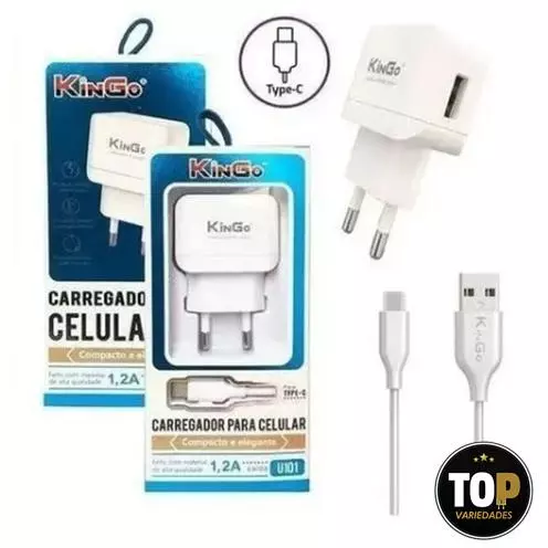 Carregador Type-C 1,2A Kingo Branco(cópia)