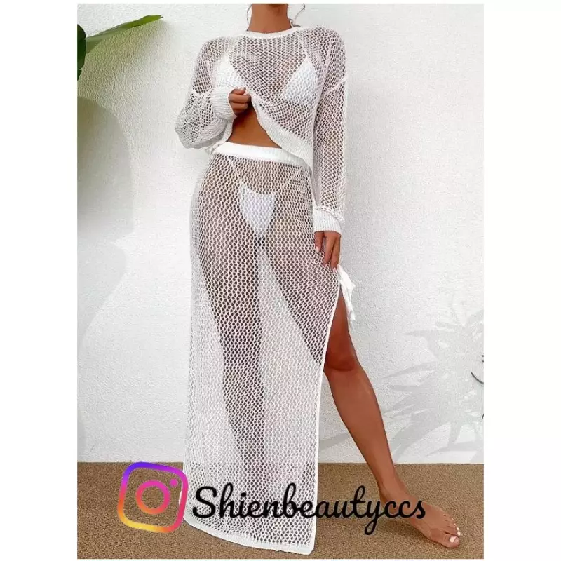 Cover Blanco Tejido Falda