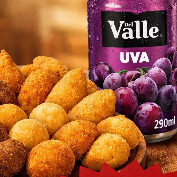 20 Salgados com 1 Del valle 290ml