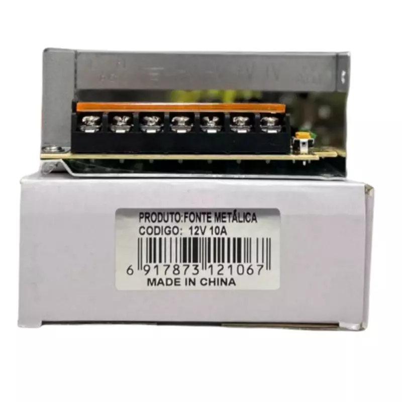 FONTE METALICA 12V 10A CAIXA BRANCA