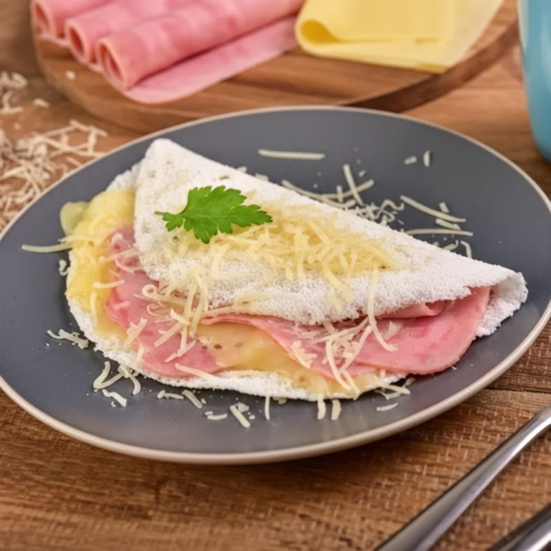 Tapioca Salgada de queijo Presunto