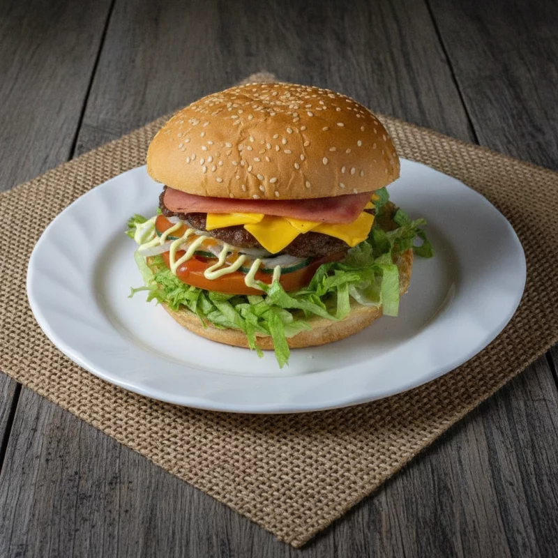 Hamburguesa con Jamón y Queso