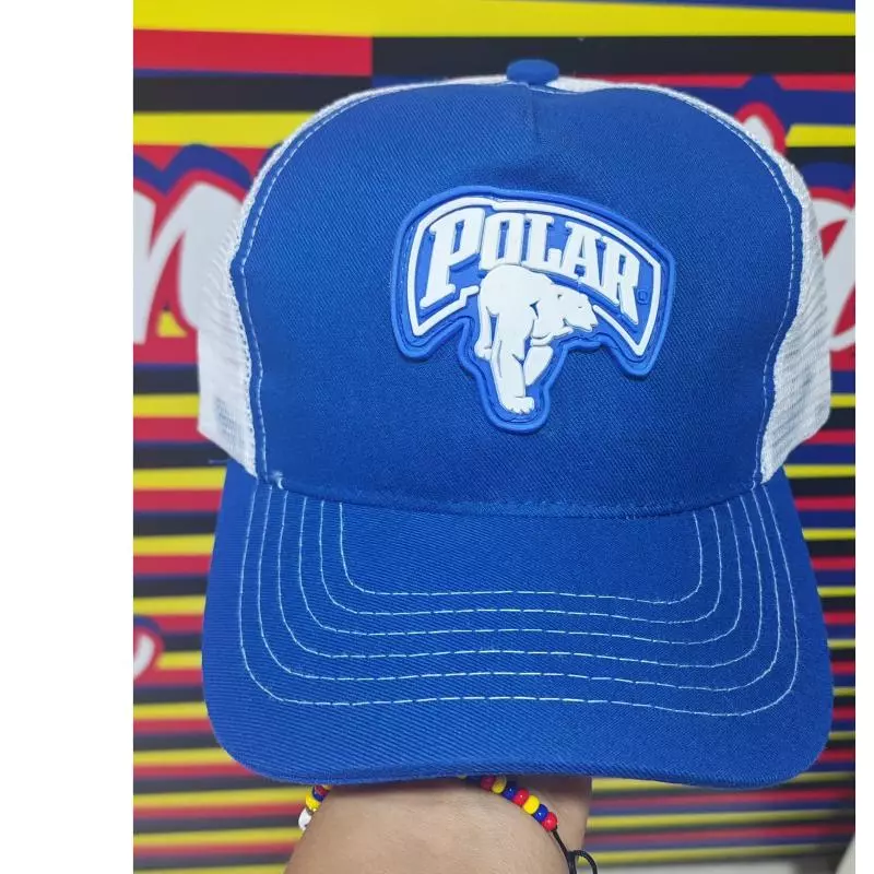 Gorra Polar azul  malla blaca