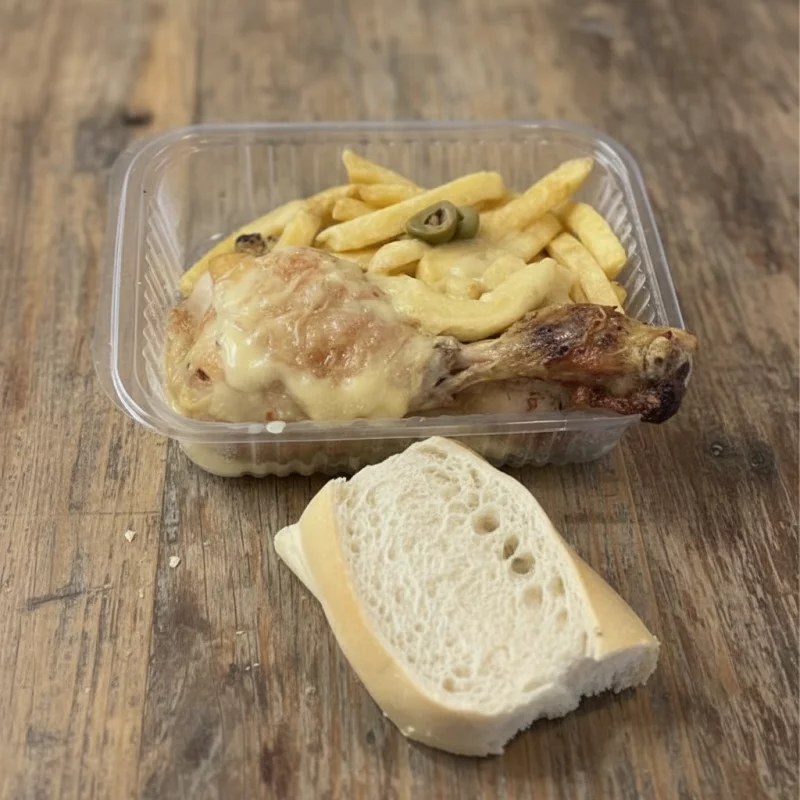 Pollo con crema de mostaza con papas