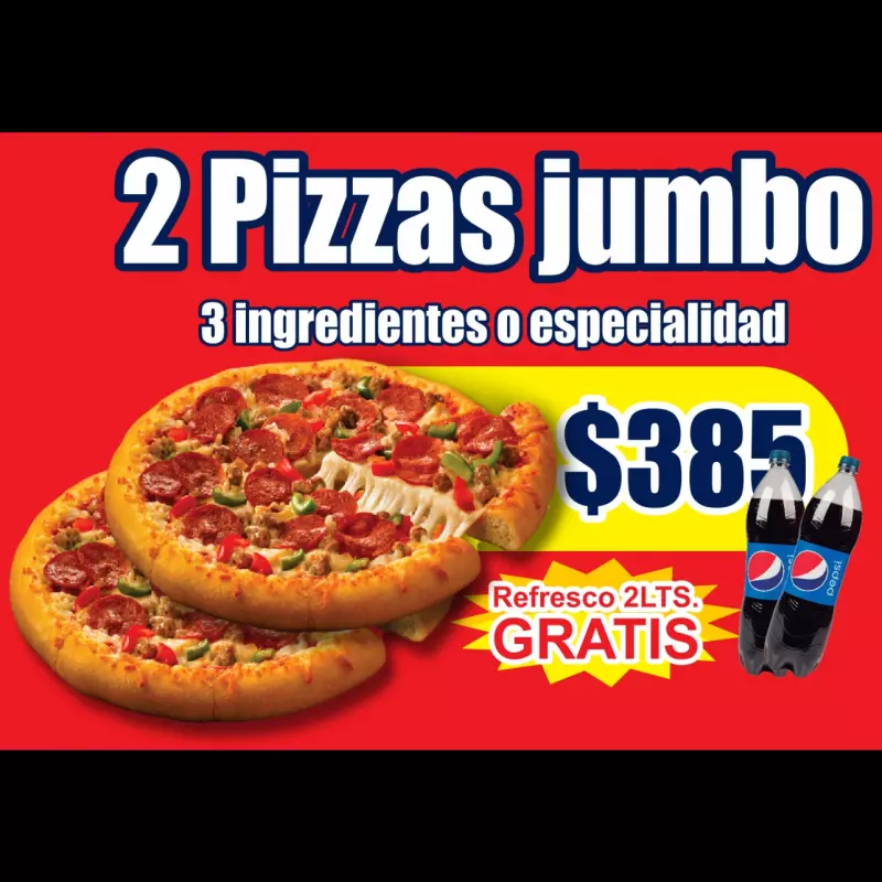 Arma 2 Pizzas Jumbo + 2 pepsi