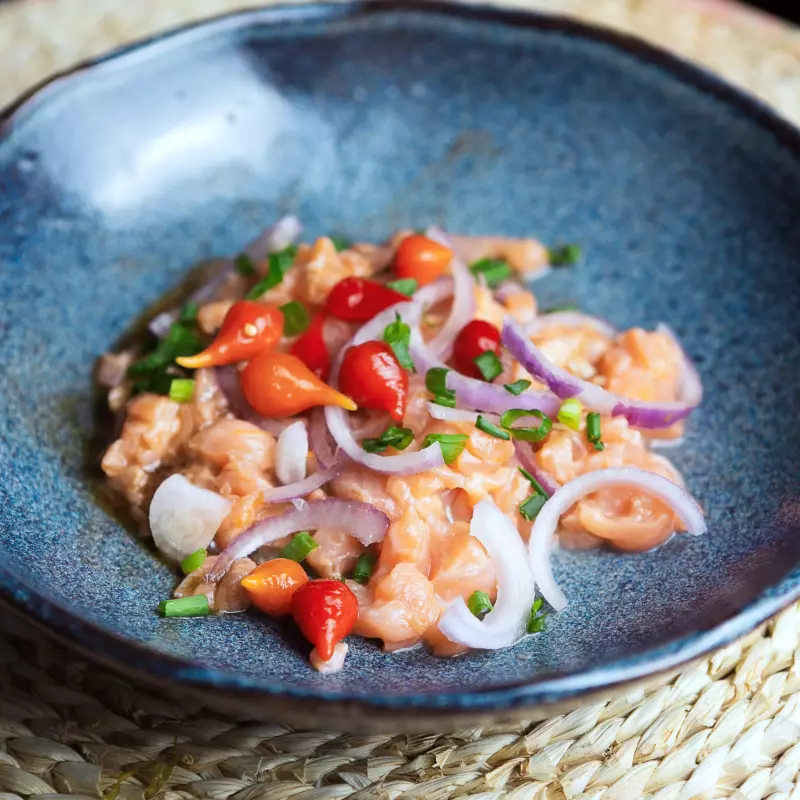 Ceviche De Salmão com Camarão