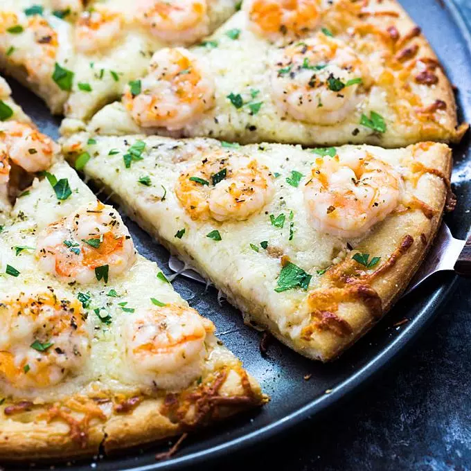 Pizza camarón al ajillo