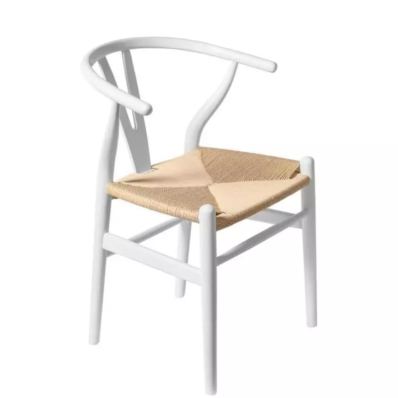 Silla Wishbone madera maciza Blanca