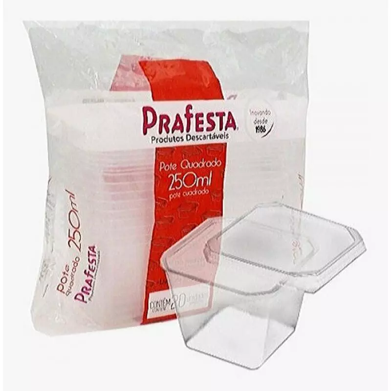 POTE QUADRADO 250ML C/TP C/20UN