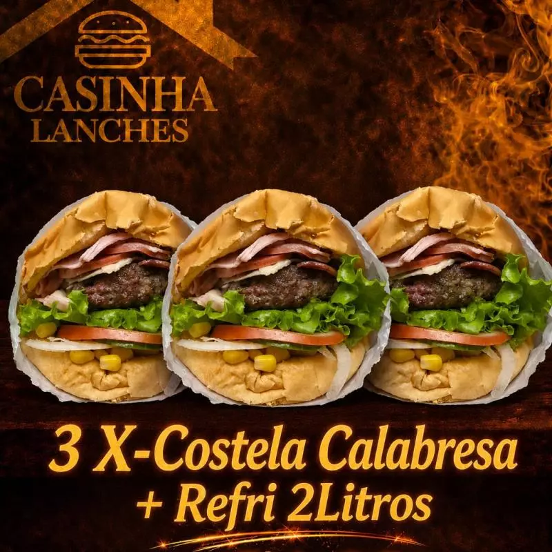 3 X-Costela Calabresa + Refri 2lt