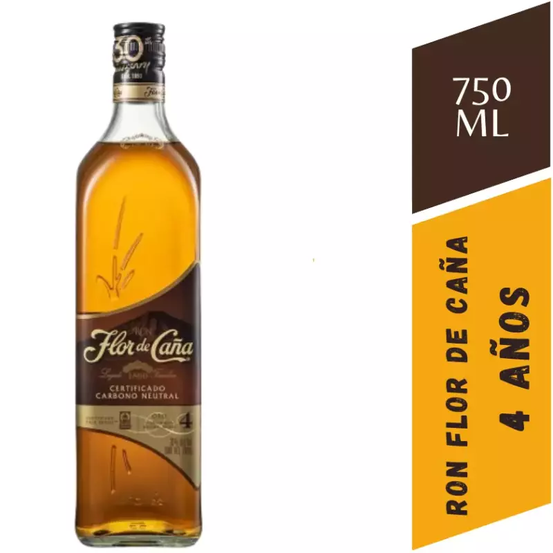 Ron Flor De Caña 4 Años - 750 Ml
