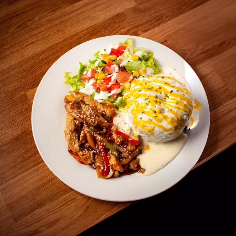 MOFONGO DE POLLO TERIYAKI