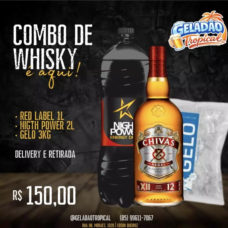 COMBO Chivas 1L+ Energético 2L+Gelo