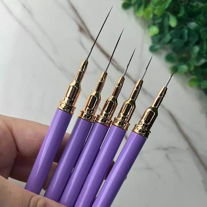 Kit C/5 Pincéis Extra Fino Roxo luxo