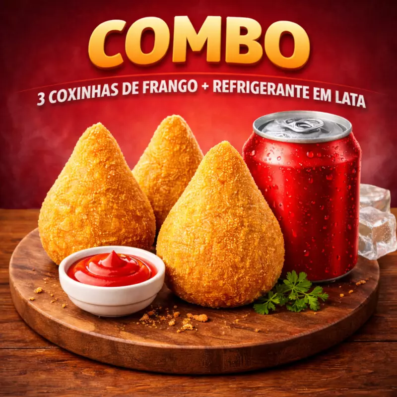 Combo 3 Salgados + refrigerante Lata