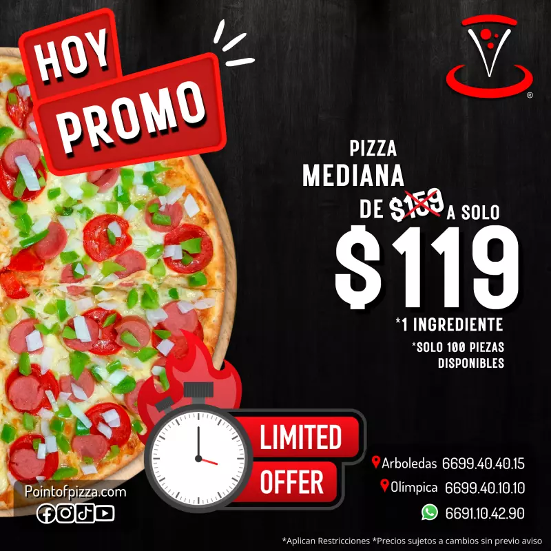 LUNES DE PIZZA MEDIANA x $119