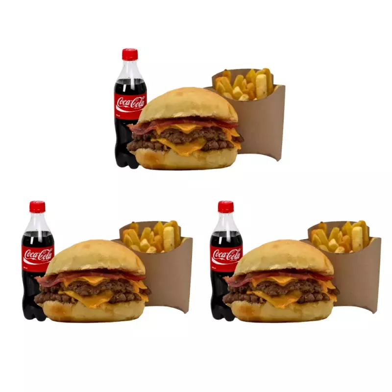 3 Classic doble +3 papas +3 bebidas