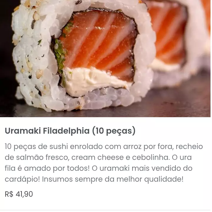 Uramaki Filadélfia 10 unidades