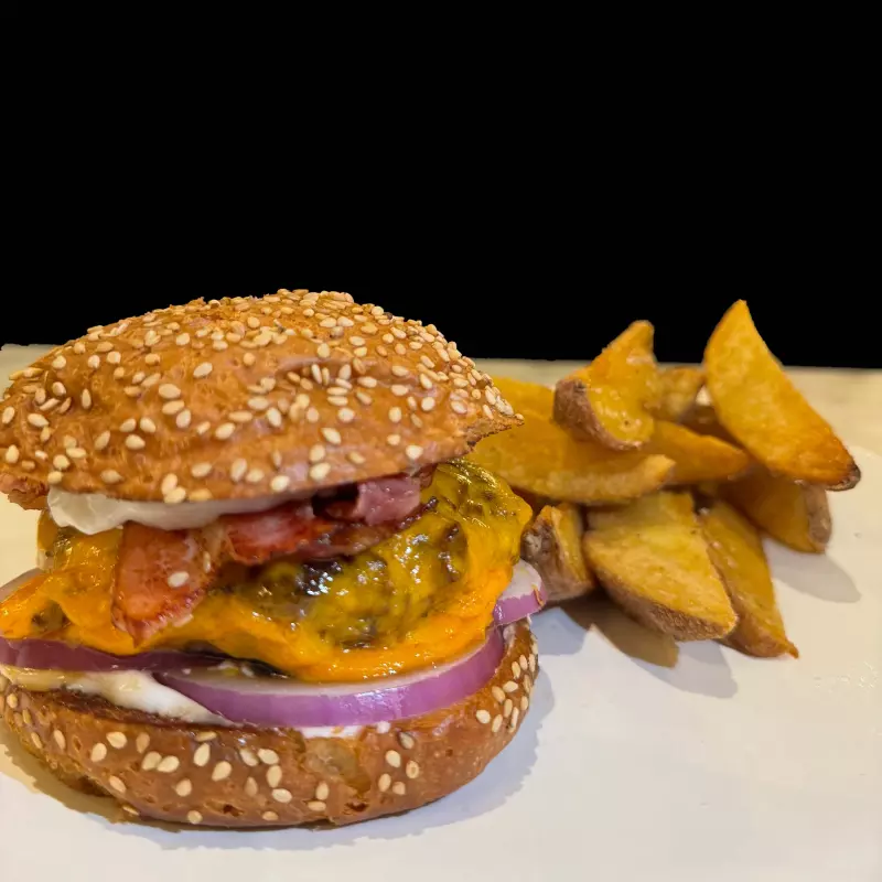 Mushroom Cheddar Bacon Burger
