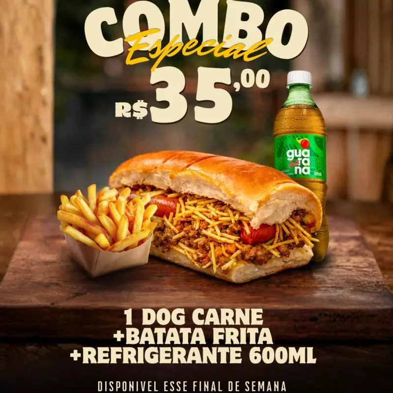 DOG CARNE+BATATA FRITA+REFRI 600ML