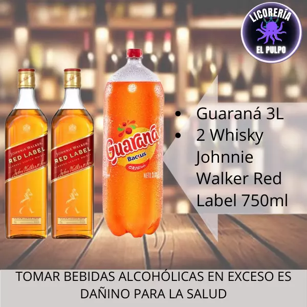 2 Whisky Red Label + Guaraná 3L