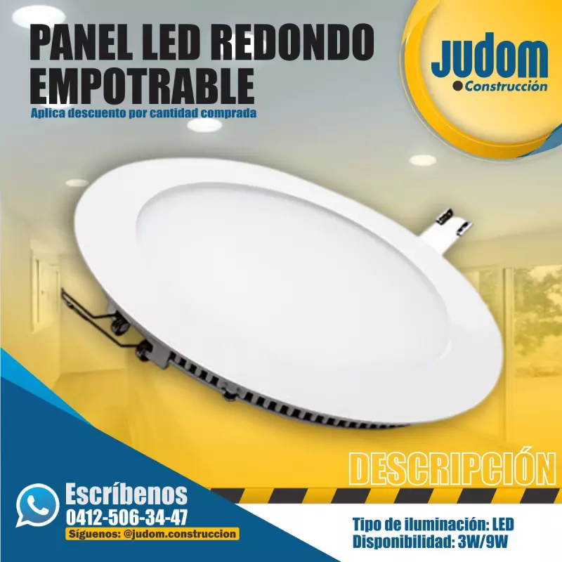 Panel Led Redondo Empotrable 12W
