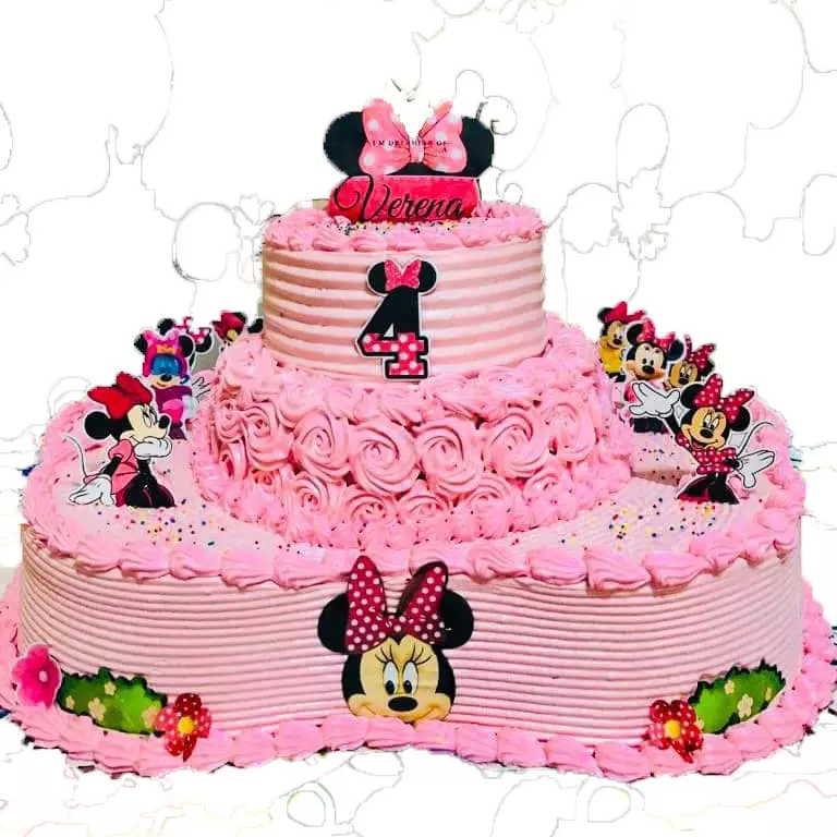 Cake de cumpleaños rosado de Minnie