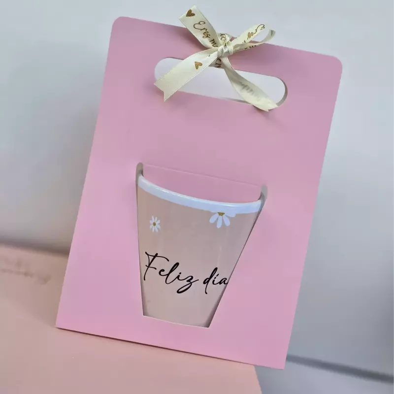 Caja mug bolsa rosada