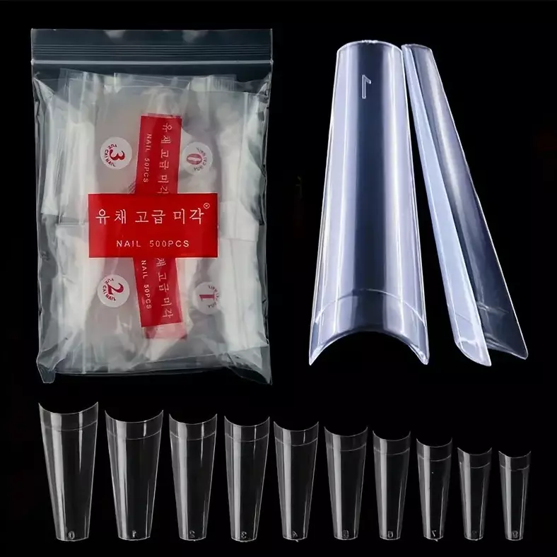 Estuche de 500 uñas coffin transp.