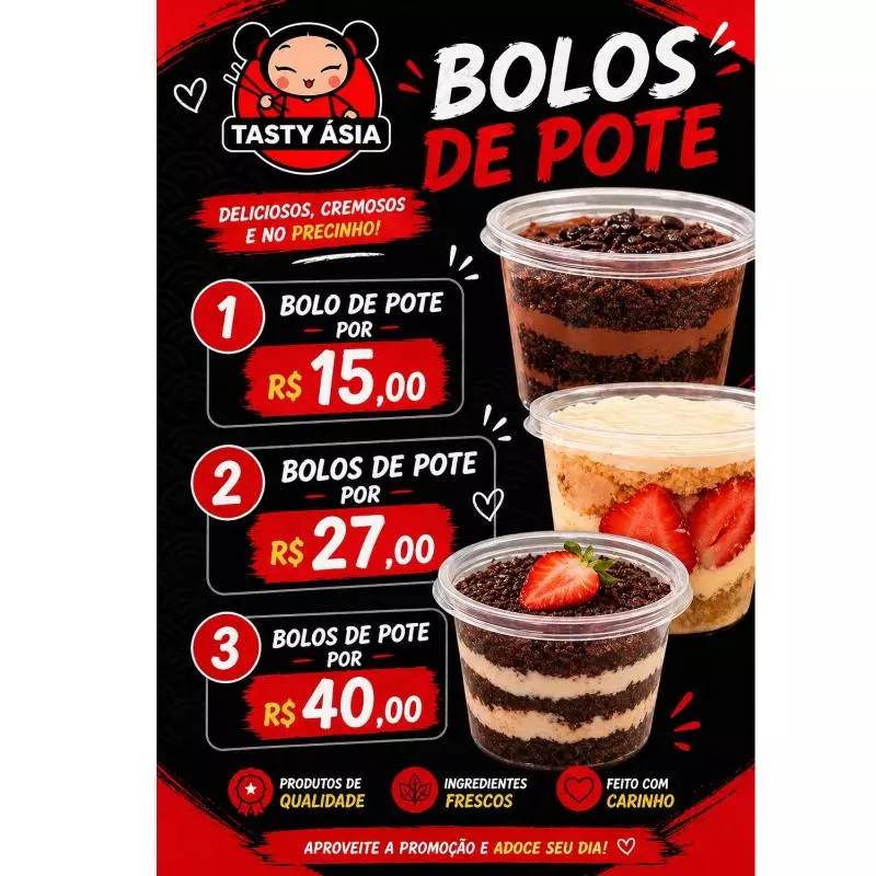 3 bolos de pote por R$40,00