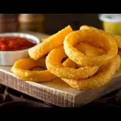 O'rings de Cebola com Bacon