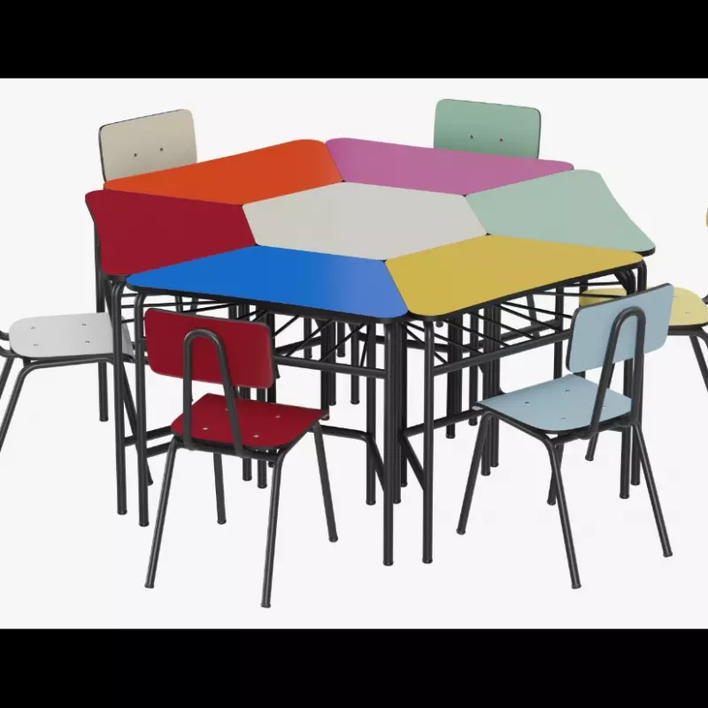 Mesa Refeitório Escolar Sextavada