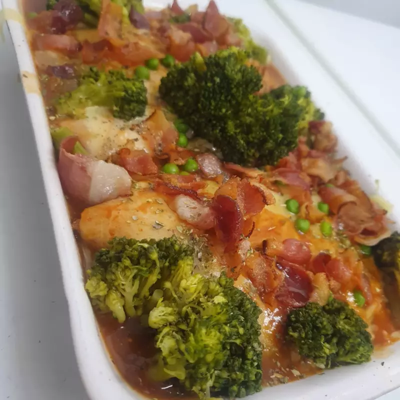 Parmegiana frango Brócolis e Bacon