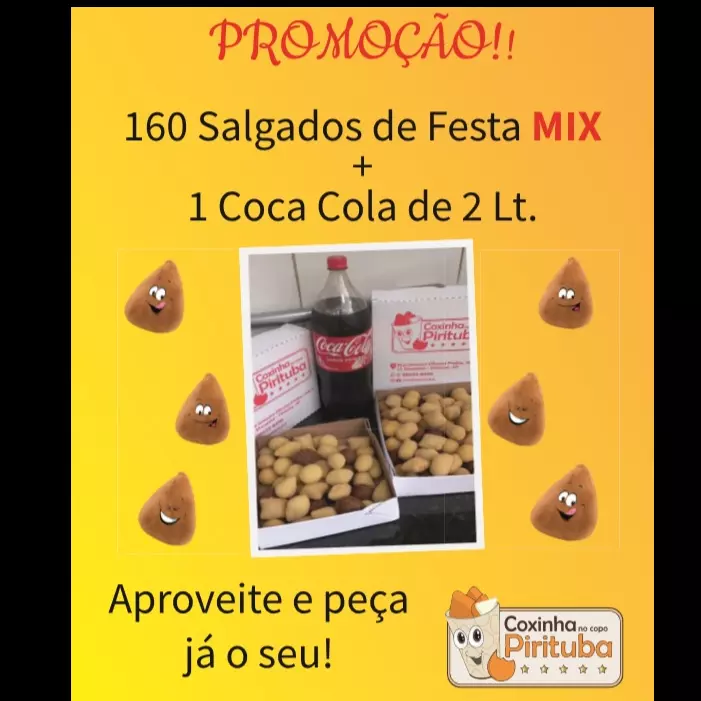 160 Salgados Festa + 1 Refri 2L