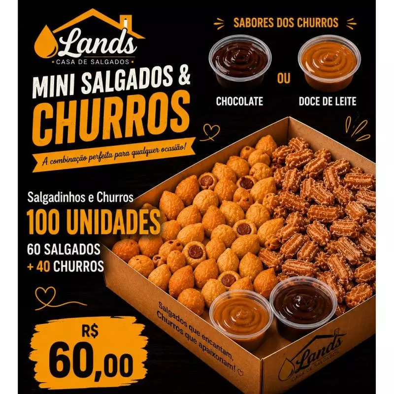 Salgadinhos e Churros 100 Unidades