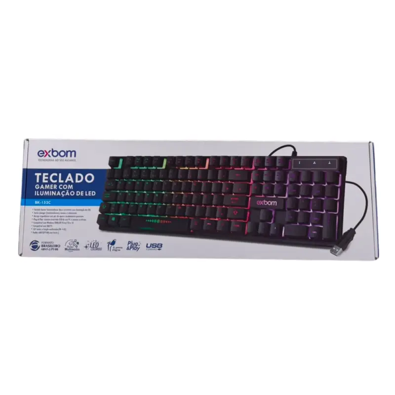 TECLADO GAMER RGB C/FIO BK-152C