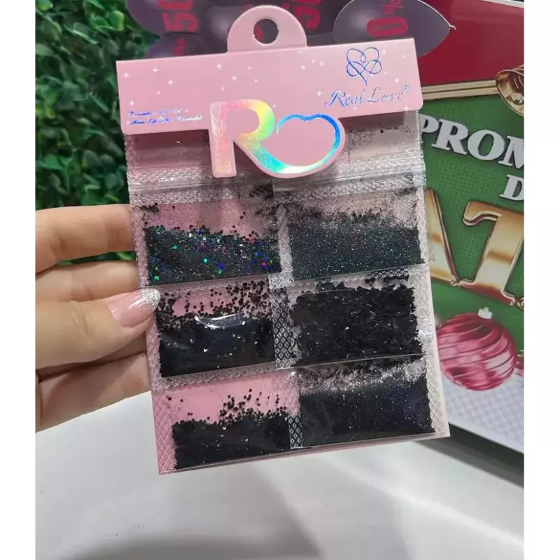Cartela Decoração Glitter Preto c/6