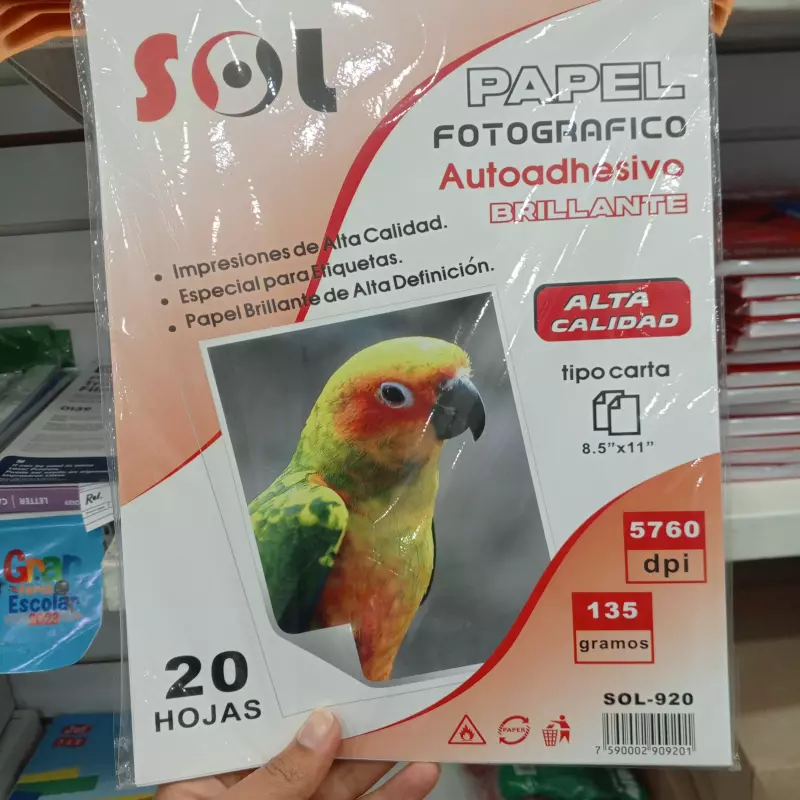 Papel fotográfico adhesivo sol