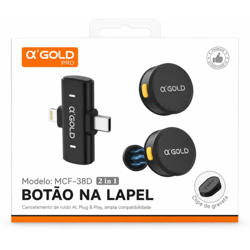 MICROFONE LAPELA GOLD 2 IN 1 MCF-38D