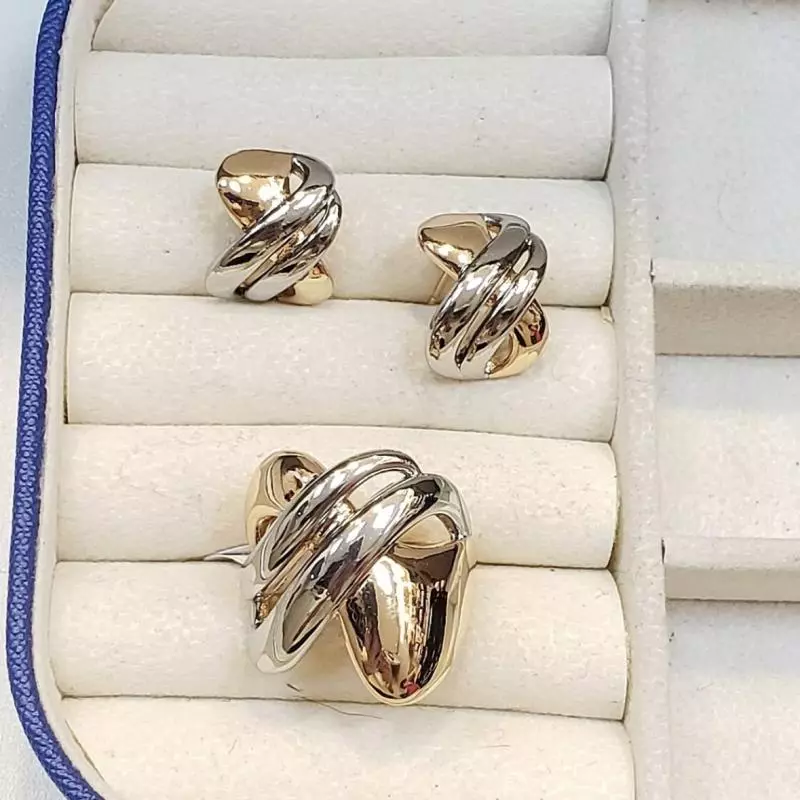 Anel e brinco dual color