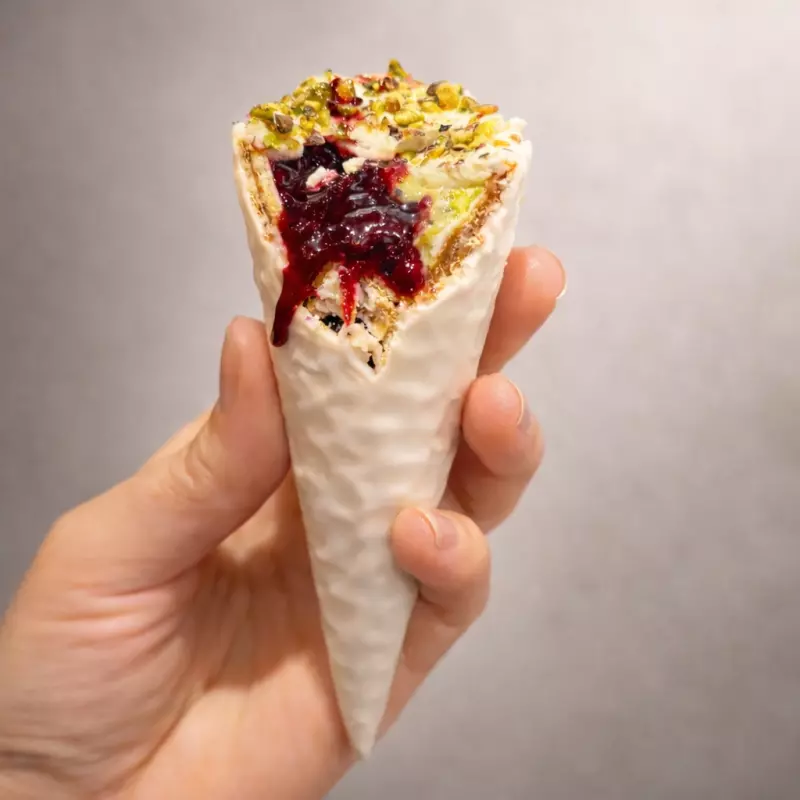 Cone de Pistache e Frutas Vermelhas