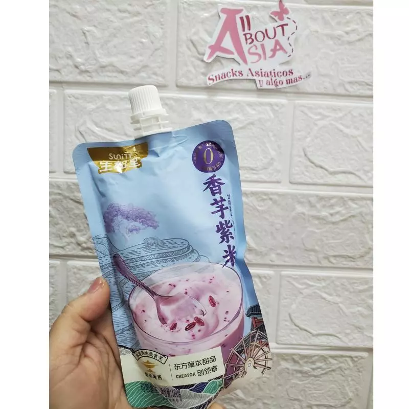 Postre de taro y arroz morado