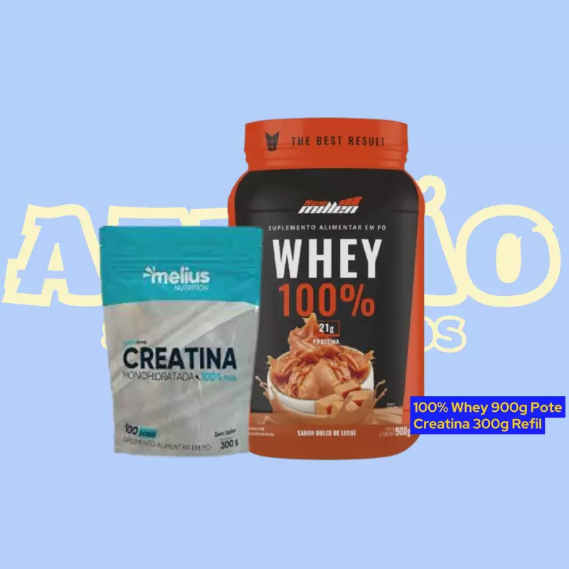 Kit Whey 100% 900gr + Creatina 300gr