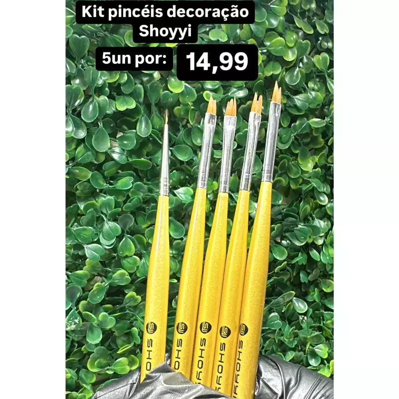 Kit C/5 Pincel Shoyi Dourados Decor.