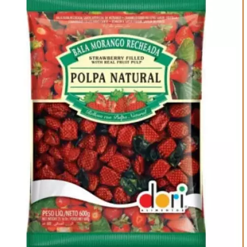 BALA MORANGO RECHEADA 500 G