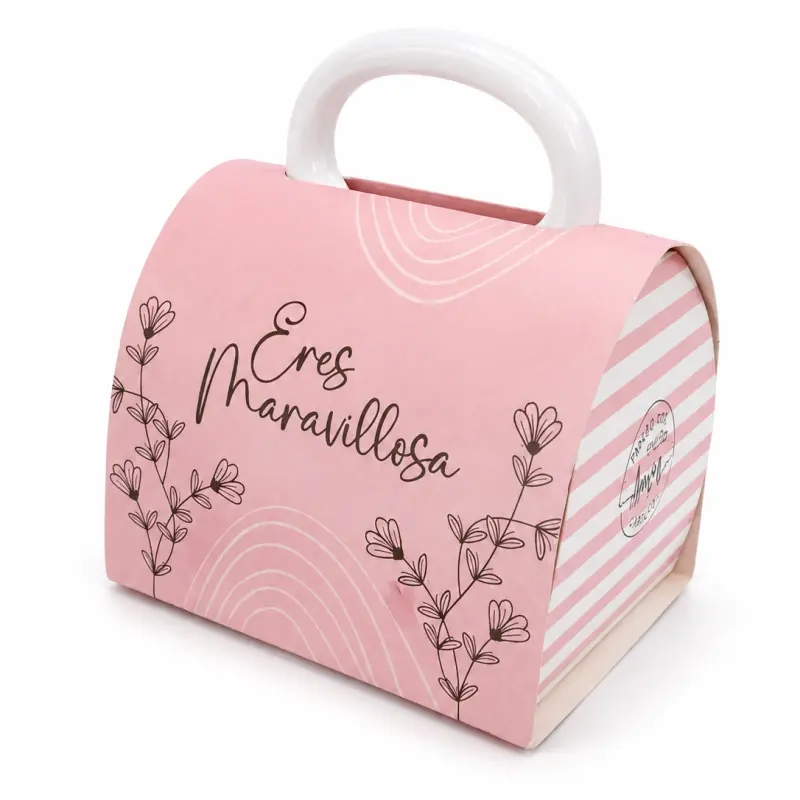 Caja mug rosada estampada mujerRG057