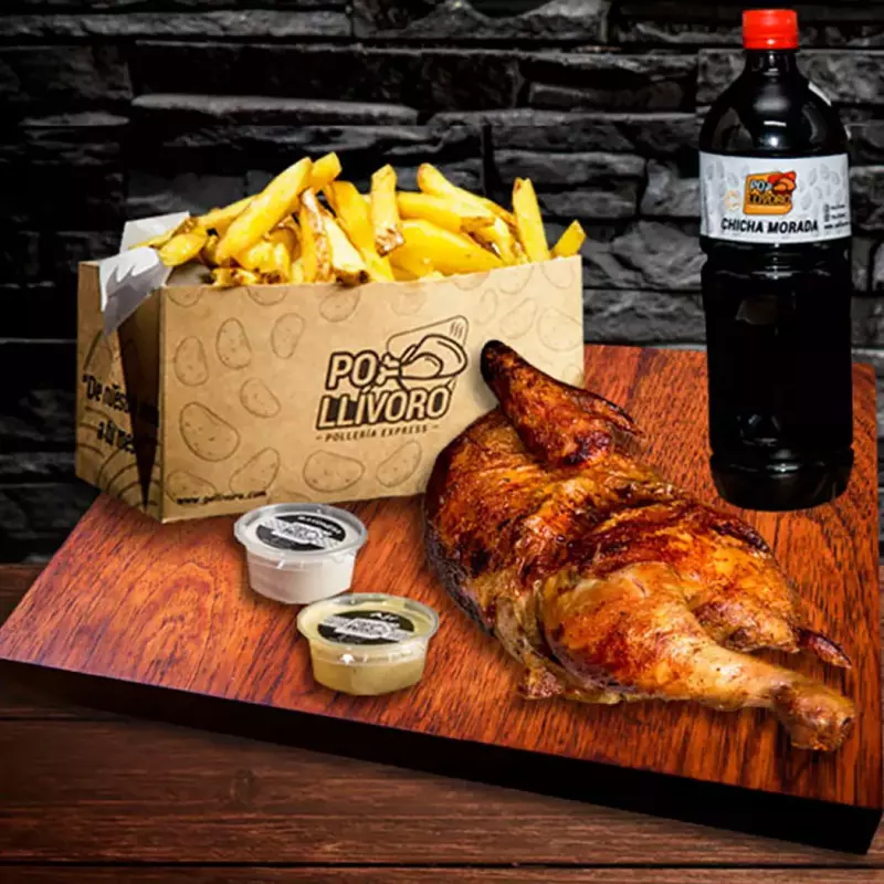 1/2 Pollo + Papas + Chicha 1Lt