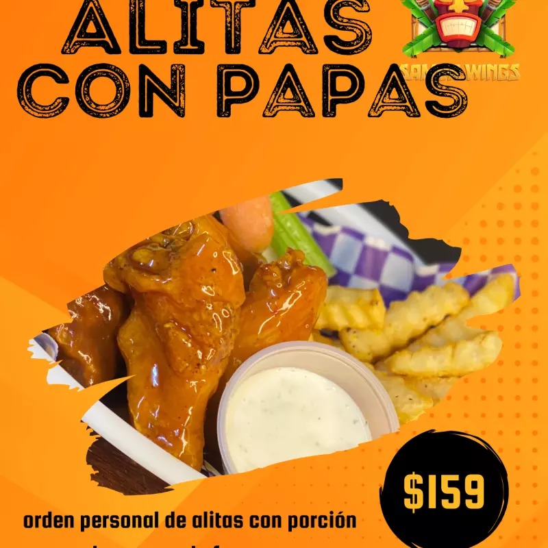 Alitas con papas