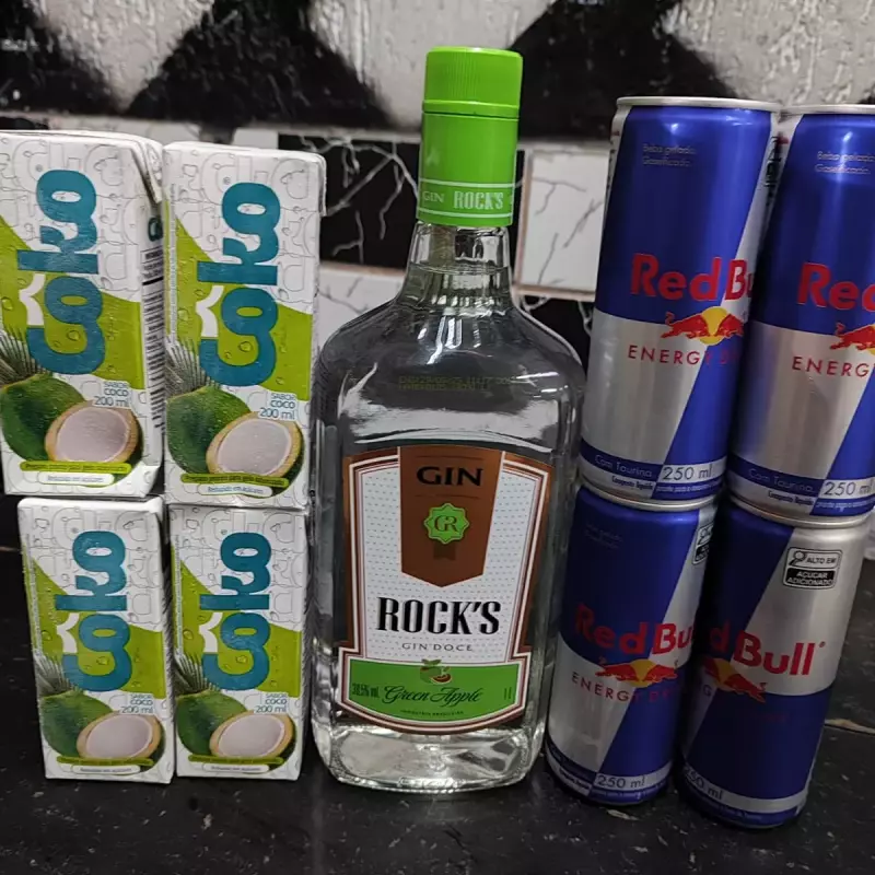 COMBO GIN ROCKS MAÇÃ C RED BULL